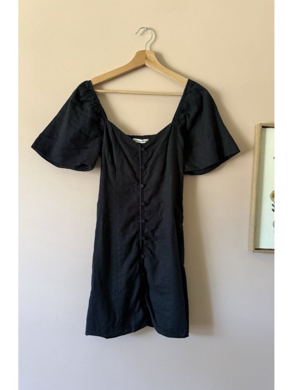 Abercrombie & Fitch Linen Blend Flared Short Sleeve Mini Dress Little Black Dres